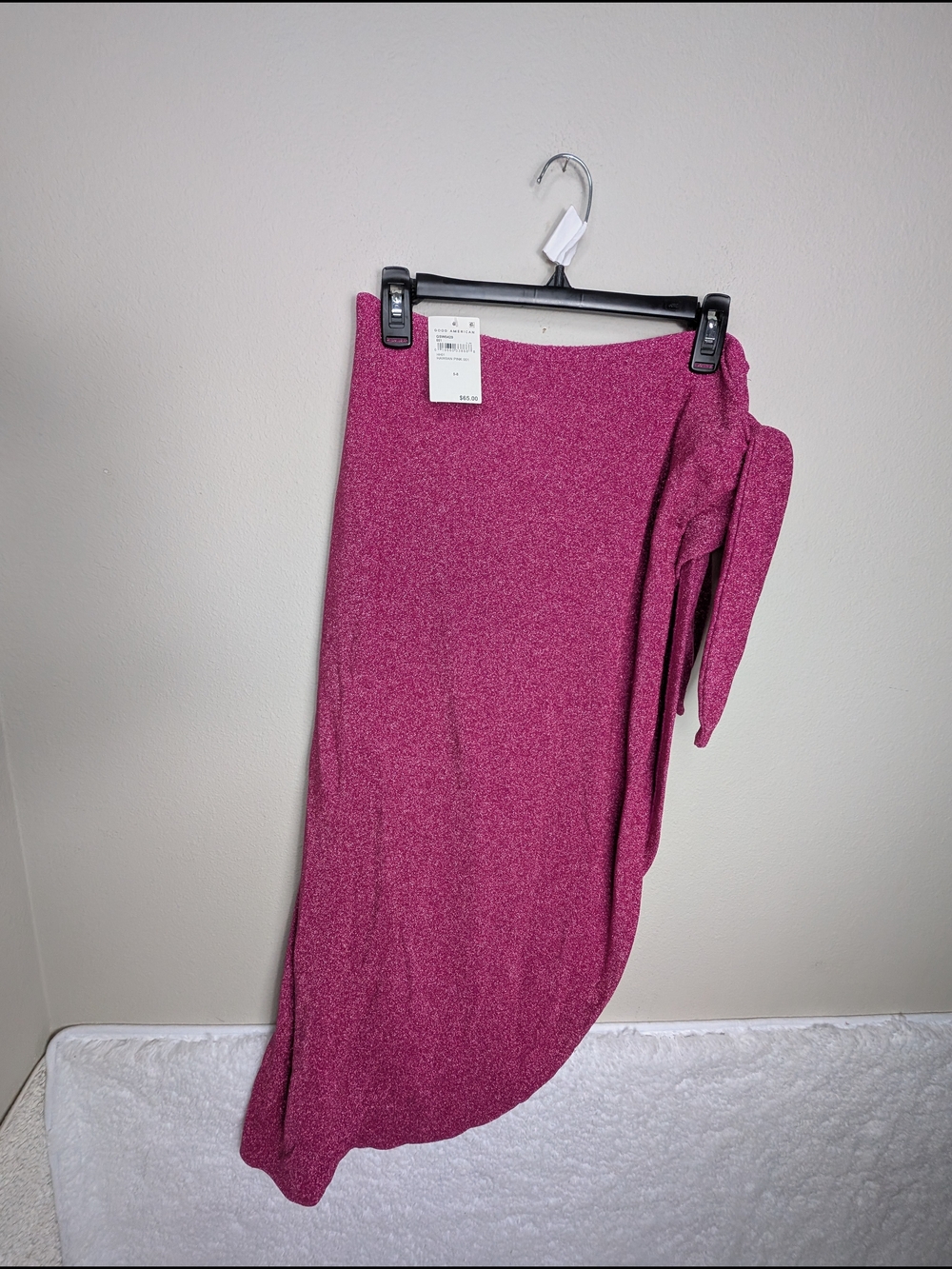 Good American Glitter Tie Sarong Cover-Up Beach Womens Medium Fuchsia Sparkle 2 - Picture 8 of 10